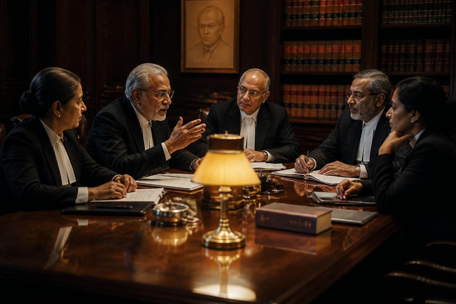 Senior Indian lawyers in discussion